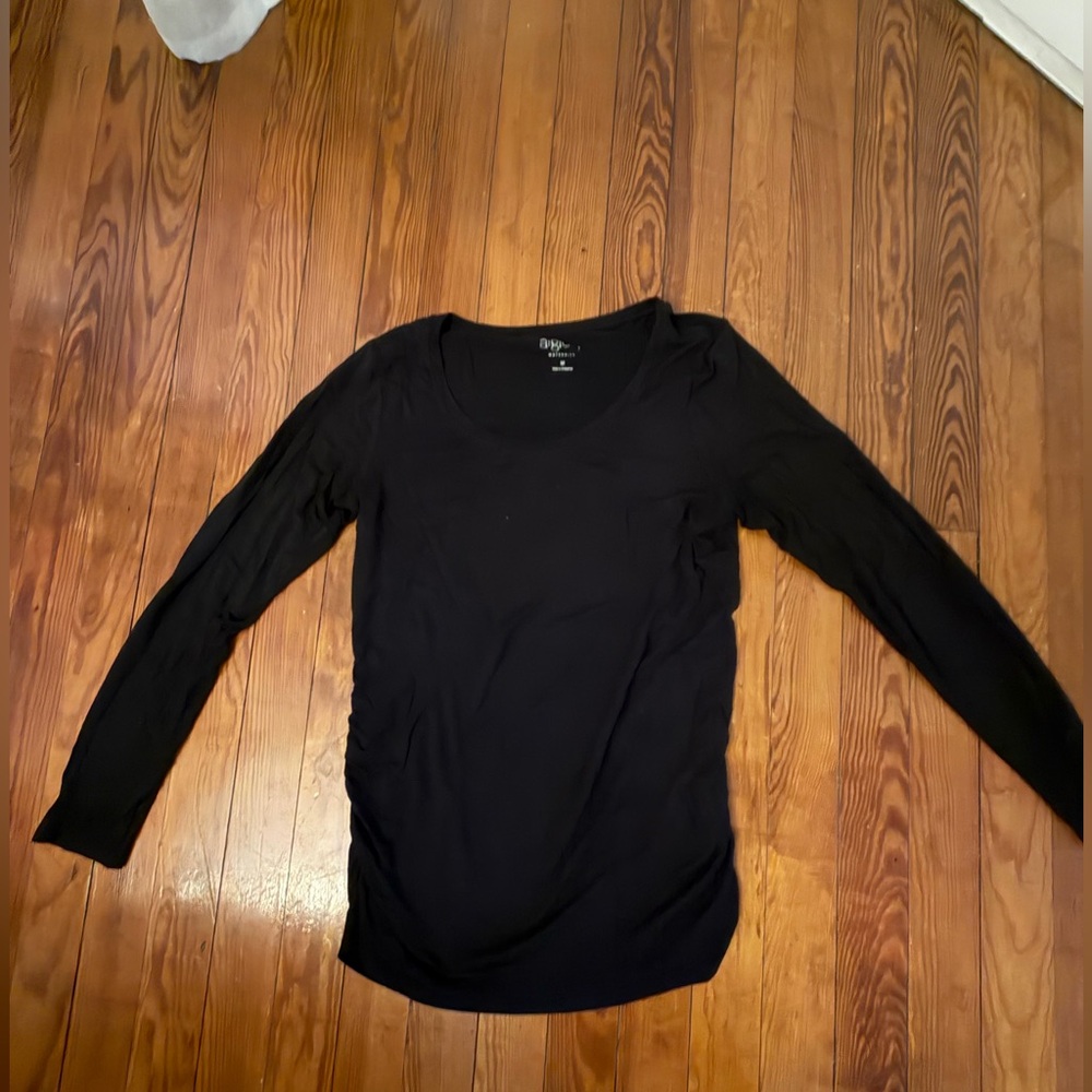 a:glow maternity Black Long Sleeve Scoop Neck Top